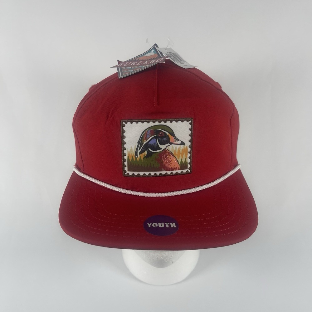 Burlebo Snapback Hat Youth Red Adjustable Rope Cap Outdoor Casual NWT